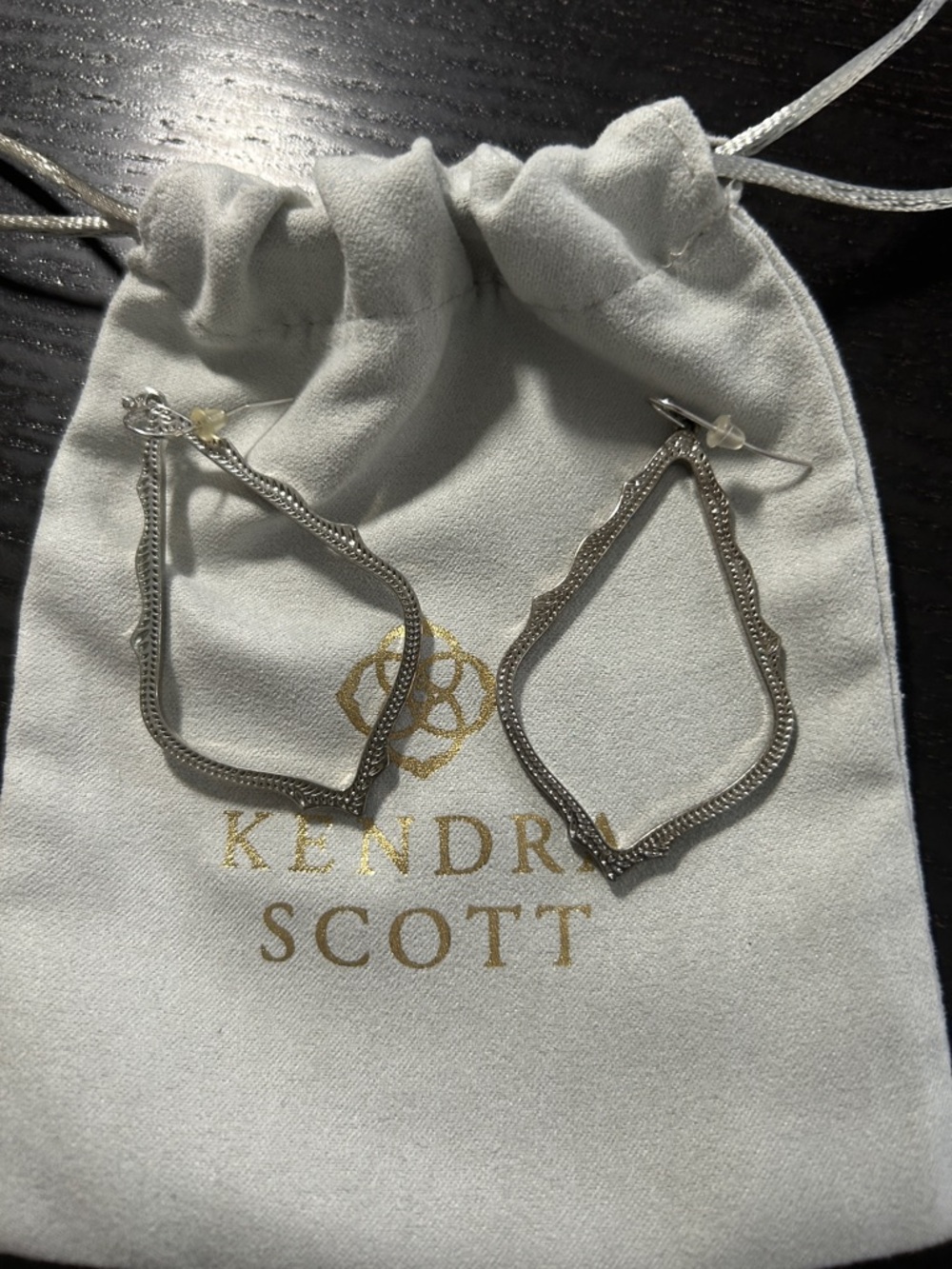 Kendra Scott Silver Wavy Sophia Drop Open Frame Hoop Earrings